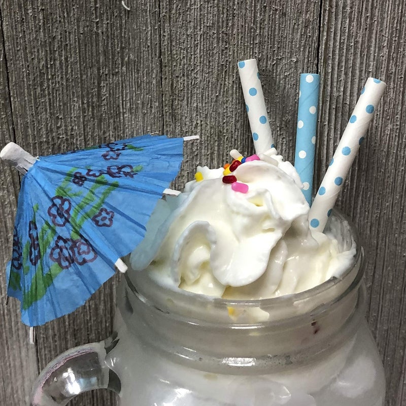 Outside the Box Papers Light Blue and White Paper Straws - Polka Dot - 7.75 Inches - 50 Pack - Image 5